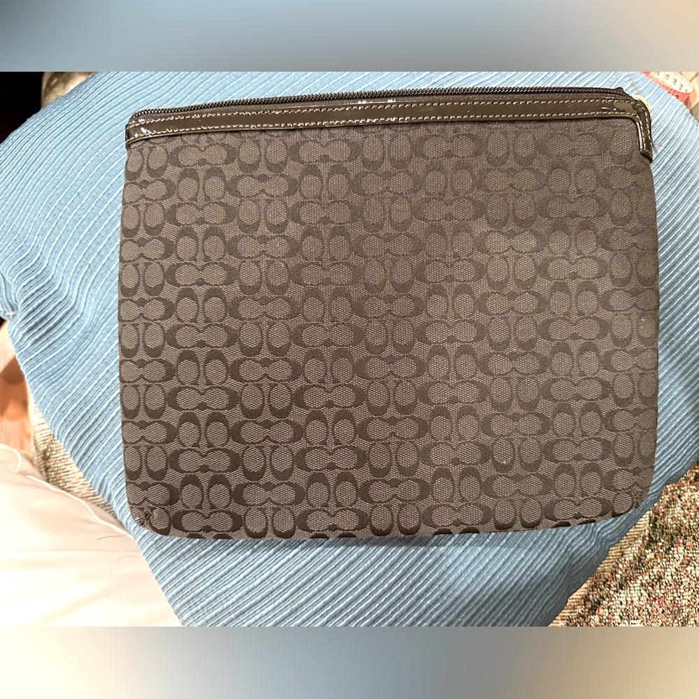 Brand new, Vintage IPad case. Black canvas w/Black Patent Leather